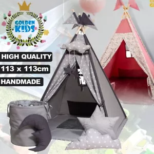 Grande tenda per bambini Teepee 113x113x170 cm 100% tela cotone alta qualità - Foto 1 di 11