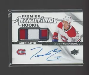 Auto de novato Upper Deck Premier Attractions 2018-19. Parches J. Kotkaniemi /99 - Imagen 1 de 1