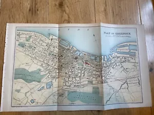 1893 Map Plan Of Greenock Gazeteer Of Scotland Mackenzie Antique Bartholomew - Picture 1 of 1