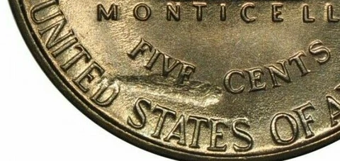 1947-D JEFFERSON NICKEL - CH BU -STRUCK THROUGH OBJECT UNKNOWN! -EE265CSX2 Cover