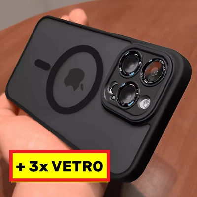 Cover + VETRO TEMPERATO 9H Custodia MagSafe Apple iPhone 16 15 14.. Pro Max Plus