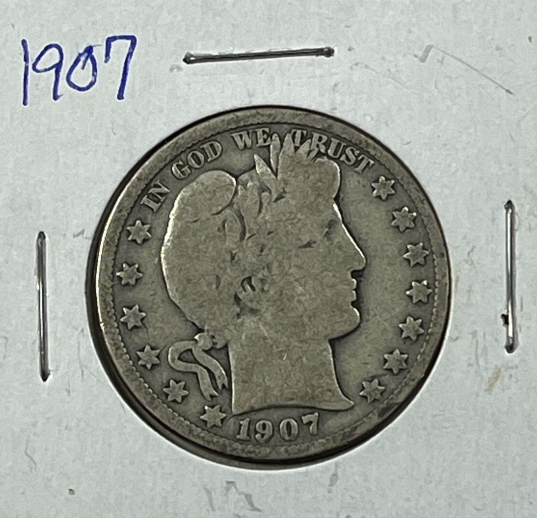 バーバーハーフダラー 1907 Barber Half Dollar G Good Silver 50c Coin | eBay