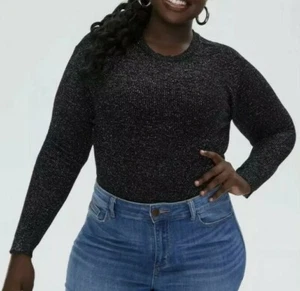 NEW, Forever 21 plus Ladies, size 2X, Black Glitter Knit Sweater. - Picture 1 of 7
