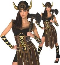 Womens Ladies Viking Barbarian Warrior Princess Fancy Dress Halloween Costume