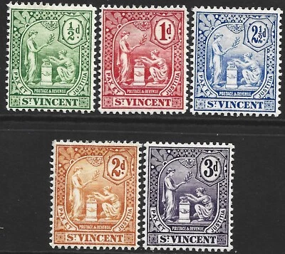 St. Vincent 1907-08 KEVII Juego de 5 SG.94/98 Como Nuevo (Bisagras) Gato: £55 Foto 1 de 2