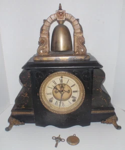 Gilbert "Curfew" Model Rare OPEN ESCAPEMENT Face Clock w/ Bell Top Runs & Chimes - Picture 1 of 21