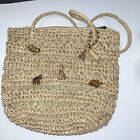 Nice Straw Woven Weave Handbag With Wooden African Safari Animals By Cappelli