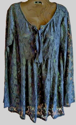 Mujer Túnica Top Vestido M-L Encaje Capricho Bruja Hada Oscura Grunge Ren Faire Foto 1 de 4