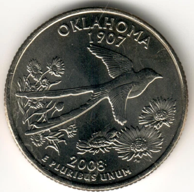 USA - 2008P - Washington ¼ $ - Oklahoma - Uncirculated - Image 1 of 2