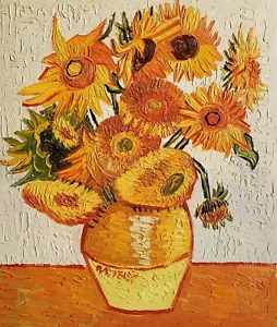 Girasole #7, Van Gogh, 24x20, Riproduzione su tela pittura ad olio dipinta a mano - Foto 1 di 6