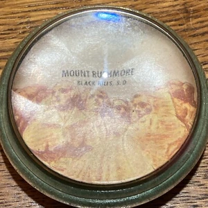 Vintage Round Glass Paperweight with Mount Rushmore Brown Tones 3" Diameter - Picture 1 of 4