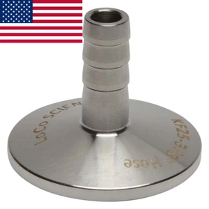 KF-25 NW-25 3/8" Hose Barb Adapter Vacuum Fitting SS304 LoCo SCIENCE - Picture 1 of 5