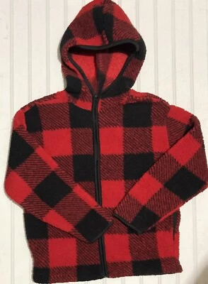 Old Navy Boy’s Girls Jacket 8M Red Black Plaid Warm Polyester Spring Fall Casual - Image 1 of 4