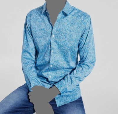 Camisa con botones INC International Concepts azul ajustada cachemira talla XXL para hombre Foto 1 de 4