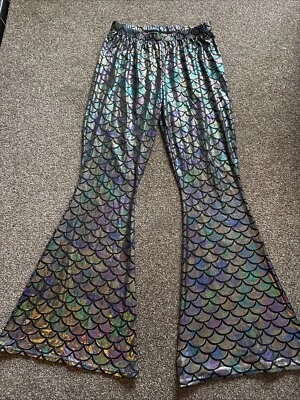 Metallic Mermaid Flared Leggings Fancy Dress Size M  — 第 1/3 张图片