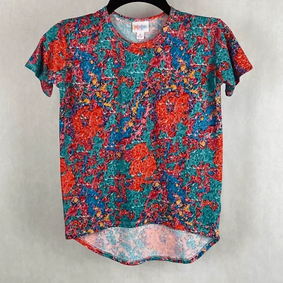 Camisa feminina tamanho 8 multicolorida abstrata estampa floral macia confortável LLR Graciee - Imagem 1 de 4