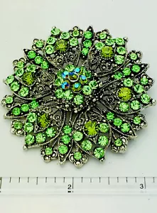 Vintage Look Juliana Style Rhinestone Crystal Brooch Pin silver green - Picture 1 of 1