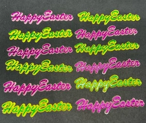 12 + Vintage “Happy Easter” Cursive Cake Topper Decoration Cupcake Toppers Decor - Picture 1 of 4