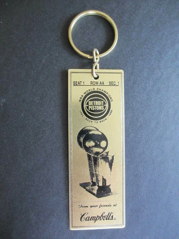 Vintage  DETROIT PISTONS BACK TO BACK WORLD CHAMPIONS TICKET KEYCHAIN * Cover