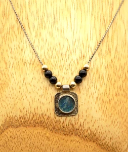 Sterling Silber Gold gefüllt Perle Antik Römisch Glas Anhänger Halskette - Bild 1 von 6
