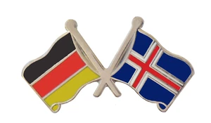 Pin insignia cortesía bandera de Islandia y bandera de Alemania amistad - Imagen 1 de 3
