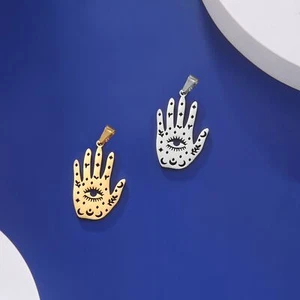 5 piezas Dijes Hamsa Dijes Hamsa Colgante de Acero Inoxidable para Collar Pendientes Amuleto - Imagen 1 de 14