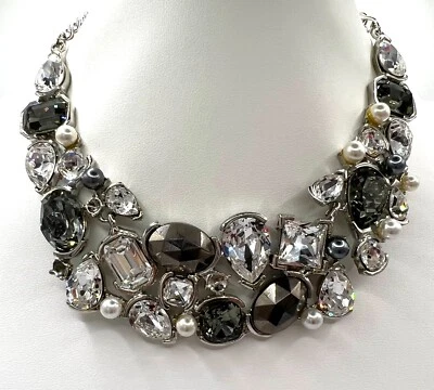Kenneth Jay Lane Collar Babero Cristal Gunmetal Foto 1 de 4