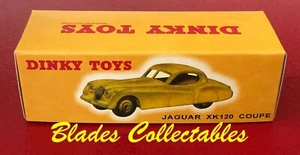 DINKY TOY 157 QUALITY REPRO BOX ONLY, JAGUAR XK 120 YELLOW - Blades Collectables - Picture 1 of 3