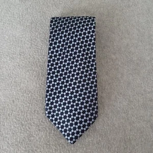 IKE BEHAR Men's 100% Silk Necktie USA Designer Geometric Dot Black Silver Aqua - Picture 1 of 10