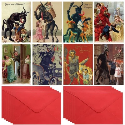WATERSAY 24 Sets Christmas Krampus Holiday Cards with Envelopes 5 x 7 Inches Krampus C