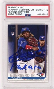 Vladimir Guerrero Jr.  Signed Blue Jays 2019 Topps RC #US1 Inscribed PSA Auto 10 - Picture 1 of 1