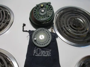 ORVIS C.F.O.III DISC, NO 1999 , FLY REEL and EXTRA SPOOL. LEATHER CASE AND BAG. - Picture 1 of 12
