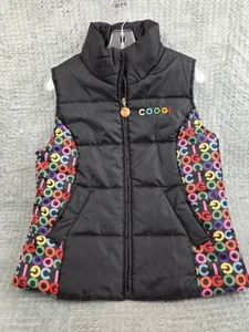 Coogi Women’s Large Black Multicolor Puffer Vest Full Zip Sleeveless Jacket - Picture 1 of 9