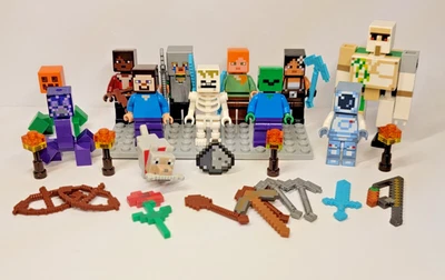 LEGO Minecraft Lote de 12 Minifiguras y Accesorios Armas Creeper Zombies Foto 1 de 4