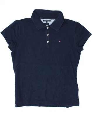 TOMMY HILFIGER Girls Slim Fit Polo Shirt 13-14 Years Large Navy Blue AB09 - Image 1 of 3