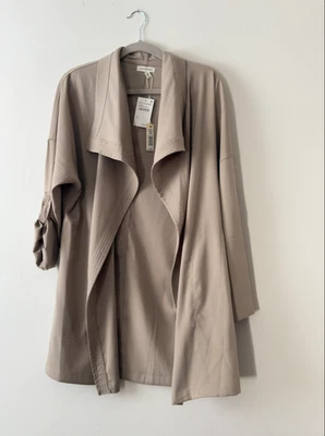 Abrigo Blazer Chaqueta Max Studio Taupe Drape Frontal Talla M Nuevo con Etiquetas $128 Bolsillos Foto 1 de 4