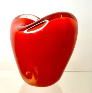 Vintage Teleflora mundgeblasen rot Herzform ummantelt dick Kunstglas Windlicht Halter 4" - Bild 1 von 14