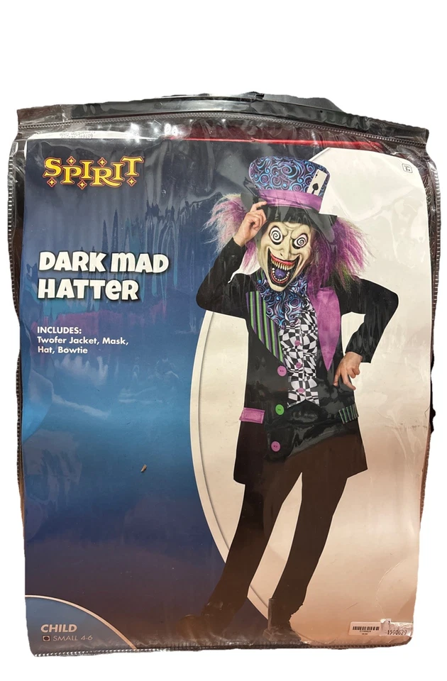 Spirit Halloween Sombrerero Loco Oscuro Conjunto de Disfraz Niños Talla Pequeña 4-6  Foto 1 de 4