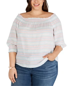 I.N.C Womens Smocked Off the Shoulder Blouse - Picture 1 of 1