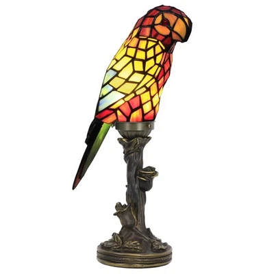 Pequeña lámpara Tiffany loro lámpara de mesa vitral lámpara de acento 15,3 pulgadas de alto... Foto 1 de 4