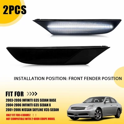 2X AUXITO White Smoke LED Side Marker Signal Light For 03-06 Infiniti G35 Sedan - Image 1 of 4