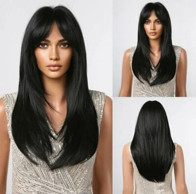 PELUCA - PELO LARGO NEGRO LISO CON FLEQUILLO Y CAPAS  Foto 1 de 4