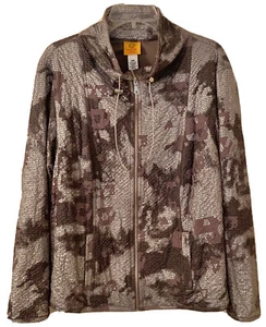 Chaqueta forrada Ruby Rd para mujer Plus 16W marrón gris camuflado lentejuelas look bolsillos con cremallera - Imagen 1 de 11