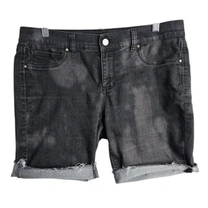WHITE HOUSE BLACK MARKET Jeans Shorts Cut Off Distressed SCHWARZ Gr. L Denim Goth - Bild 1 von 7