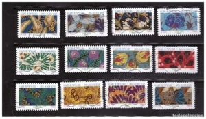 2023 Serie Diseños textiles de mariposas y flores Francia Adhesiva sellos usados - Imagen 1 de 1
