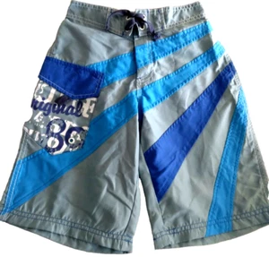 Naarjie NWOT 7y boy swimsuit ,sage, blue appliqued stripes,laced front, elastic - Picture 1 of 4