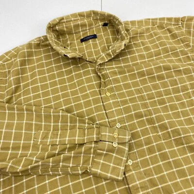 Burberry London Shirt Mens XL Yellow Plaid White Long Sleeve Flannel Button USA - Image 1 of 4