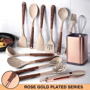 Silicone Cooking Utensils Set HeatResistant Kitchen Spatula Spoon Non-Stick Tool - Picture 1 of 40