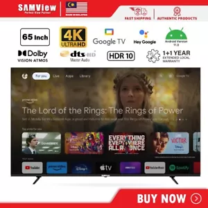 SAMView 65 inch UHD 4K Licensed Google LED TV With Android OS V.11 & Bluetooth - Picture 1 of 10