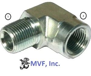3/8" Male NPTF x 3/8" Female NPTF 90° Elbow Plated Steel Hydraulic 5502-06-06 - Picture 1 of 7